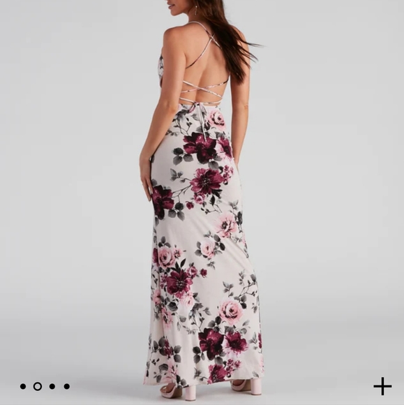 Red Floral Maxi Dress - Picture 5 of 5